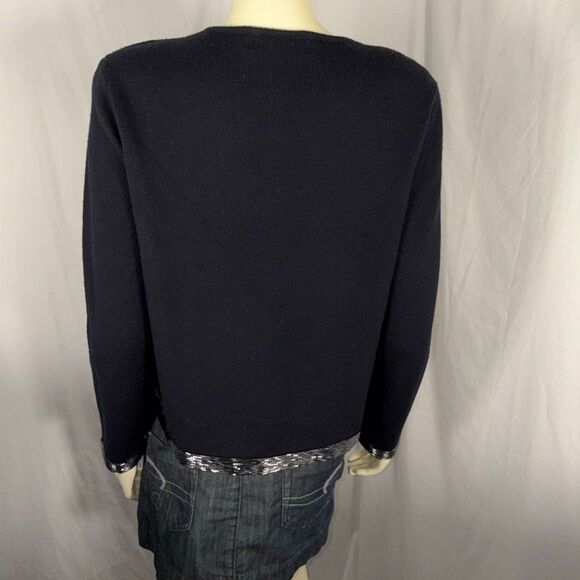 Jones New York 100% Merino Wool Black Sweater w/ Sequin Trim — Size M — New w/ T - Picture 9 of 16